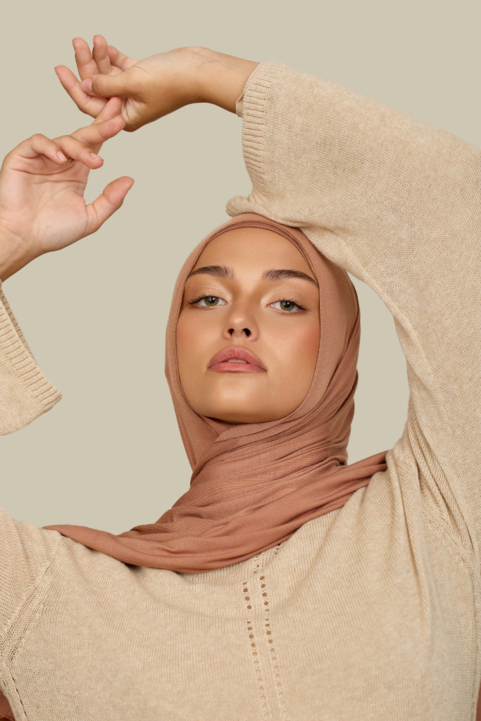 Muted blush bamboo jersey hijab