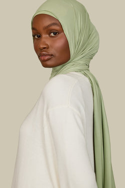 Brushed sage bamboo jersey hijab