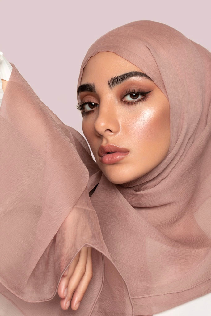 Dusty Pink Crinkled Silk Chiffon Hijab