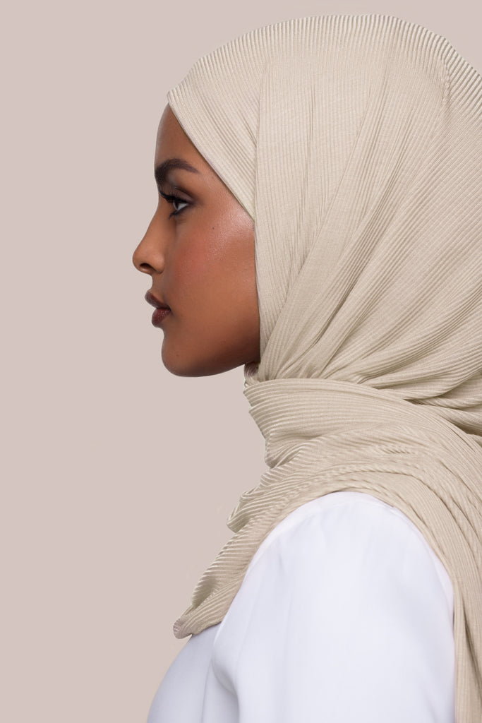 Ivory Ribbed Jersey Hijab