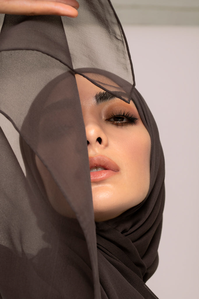 Charcoal Silk Georgette Hijab