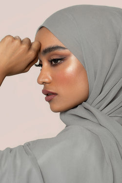 Feather Grey Silk Georgette Hijab