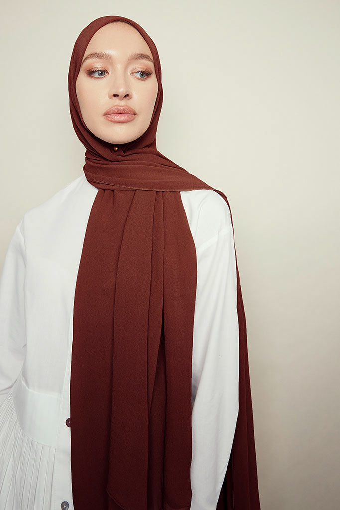 Oxblood Rough Cupro Chiffon Hijab