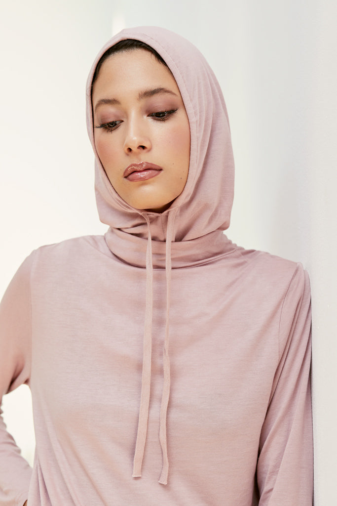 Dusty Pink Hooded Hijab