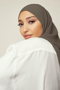 Warm Grey Rough Cupro Chiffon Hijab
