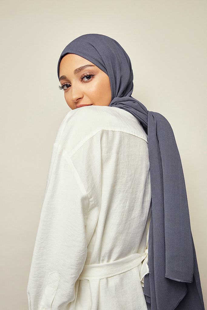 Powder Blue Rough Cupro Chiffon Hijab