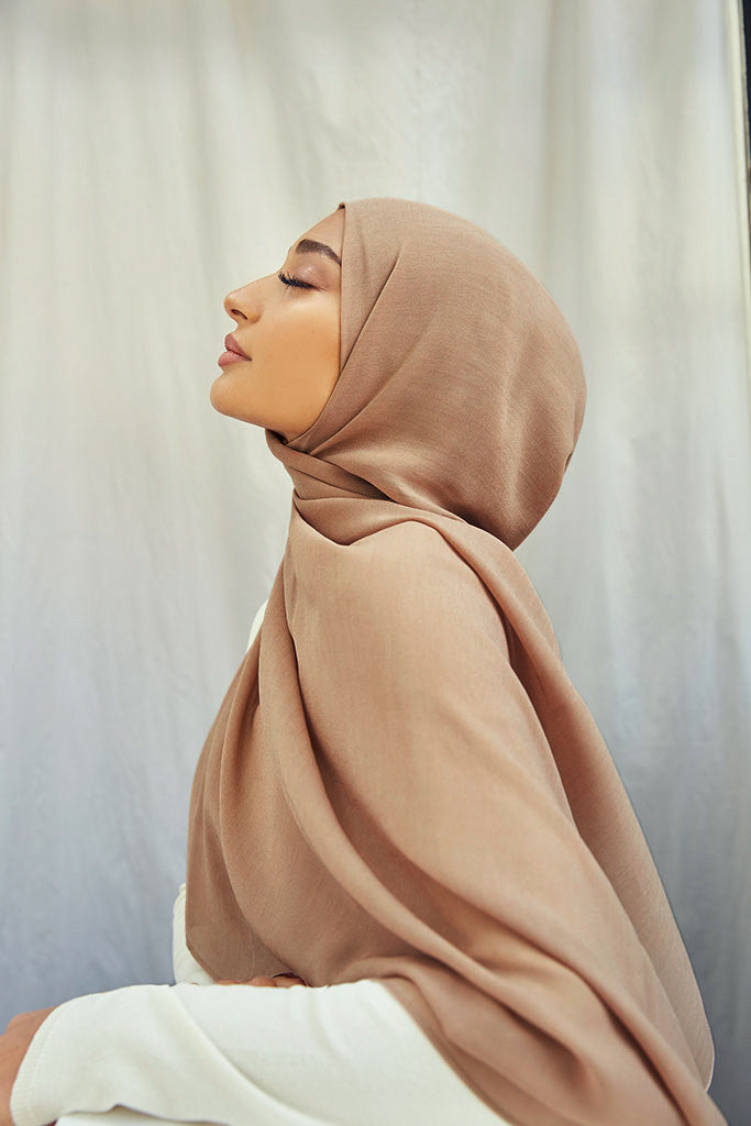 Peach Blush Rough Cupro Chiffon Hijab