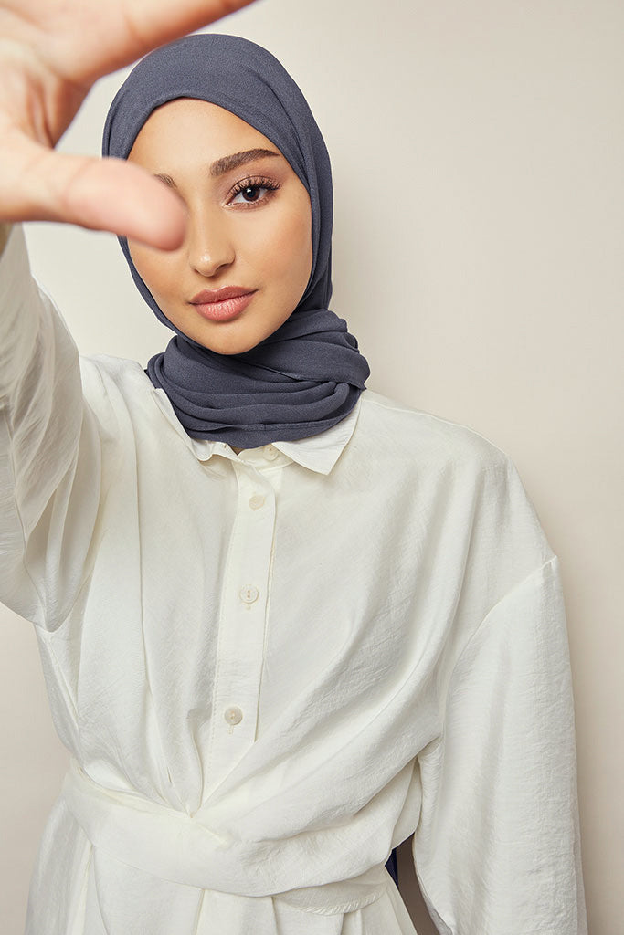 Powder Blue Rough Cupro Chiffon Hijab