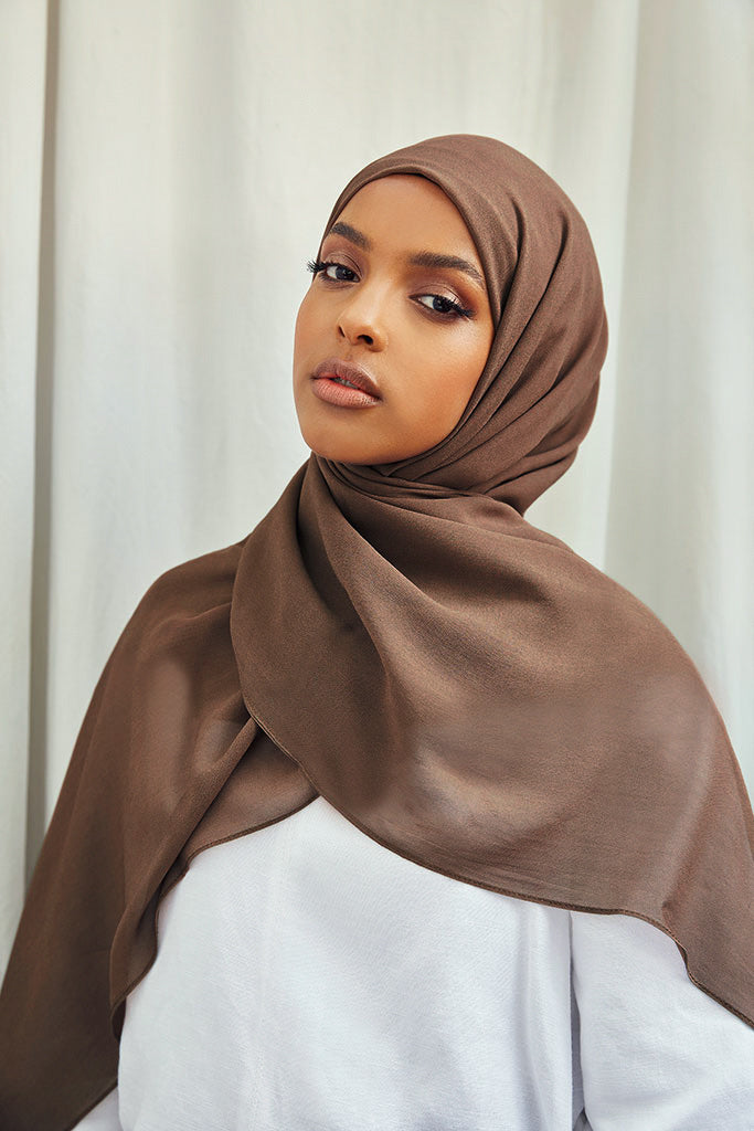 Light Brown Rough Cupro Chiffon Hijab