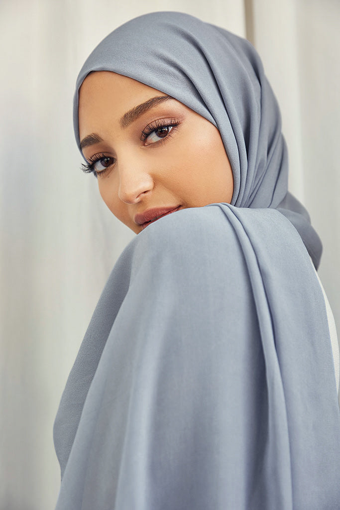 Pale Blue Rough Cupro Chiffon Hijab