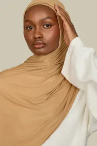 golden sand ribbed bamboo jersey hijab