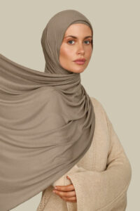 light coffee ribbed bamboo jersey hijab