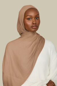 brushed pecan ribbed bamboo jersey hijab