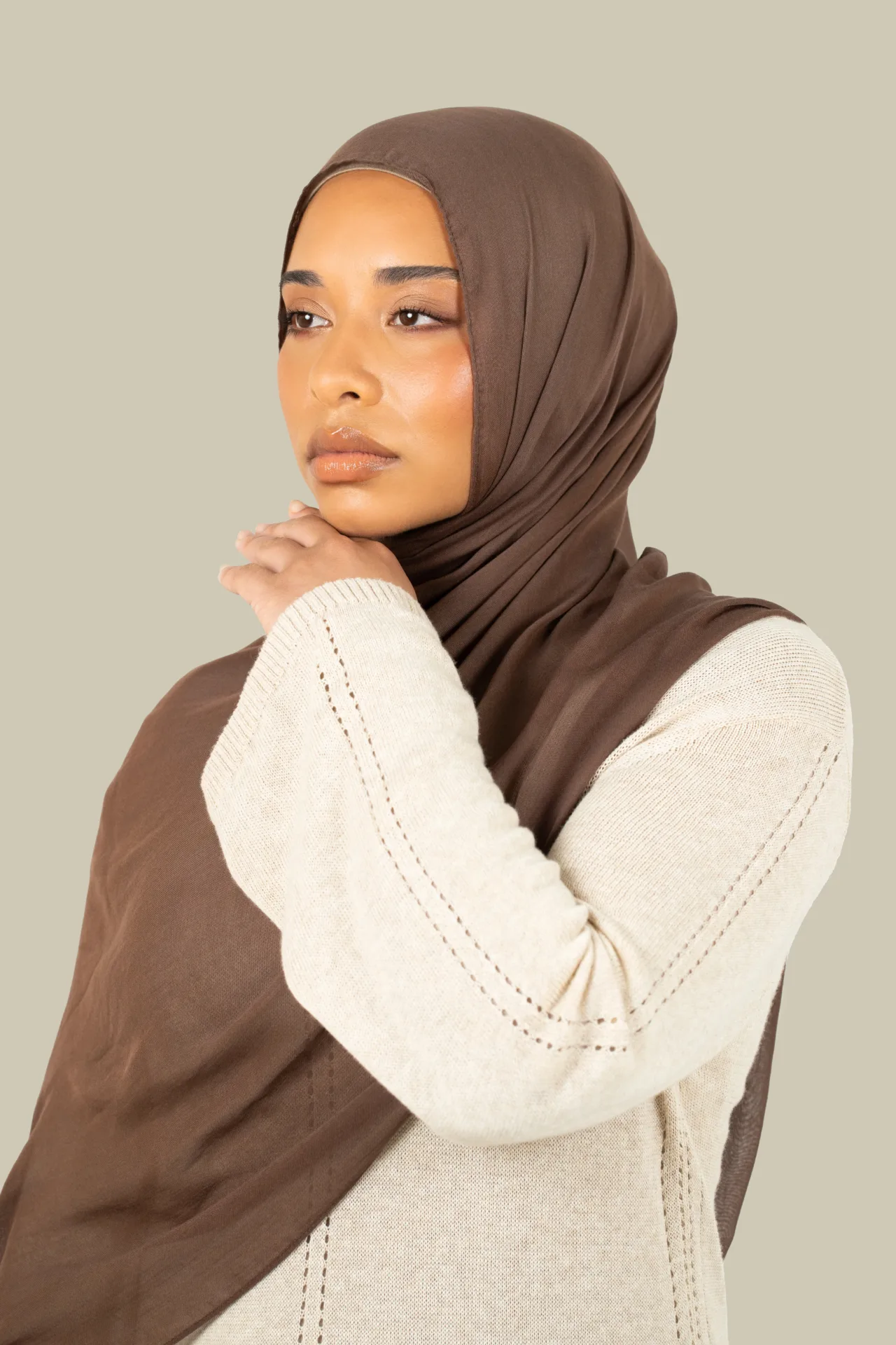 Chocolate Brown Cotton Modal Hijab