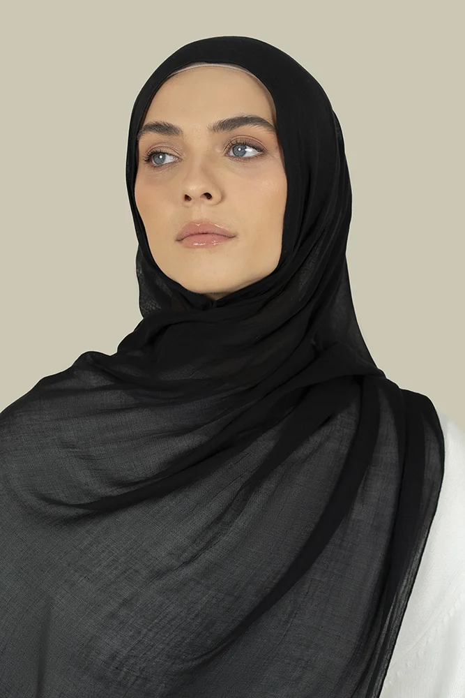Black Cotton Modal Hijab