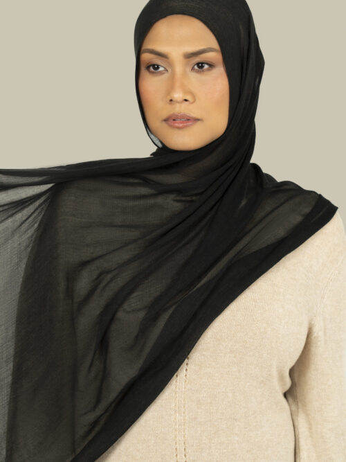 Black Modal Silk Hijab