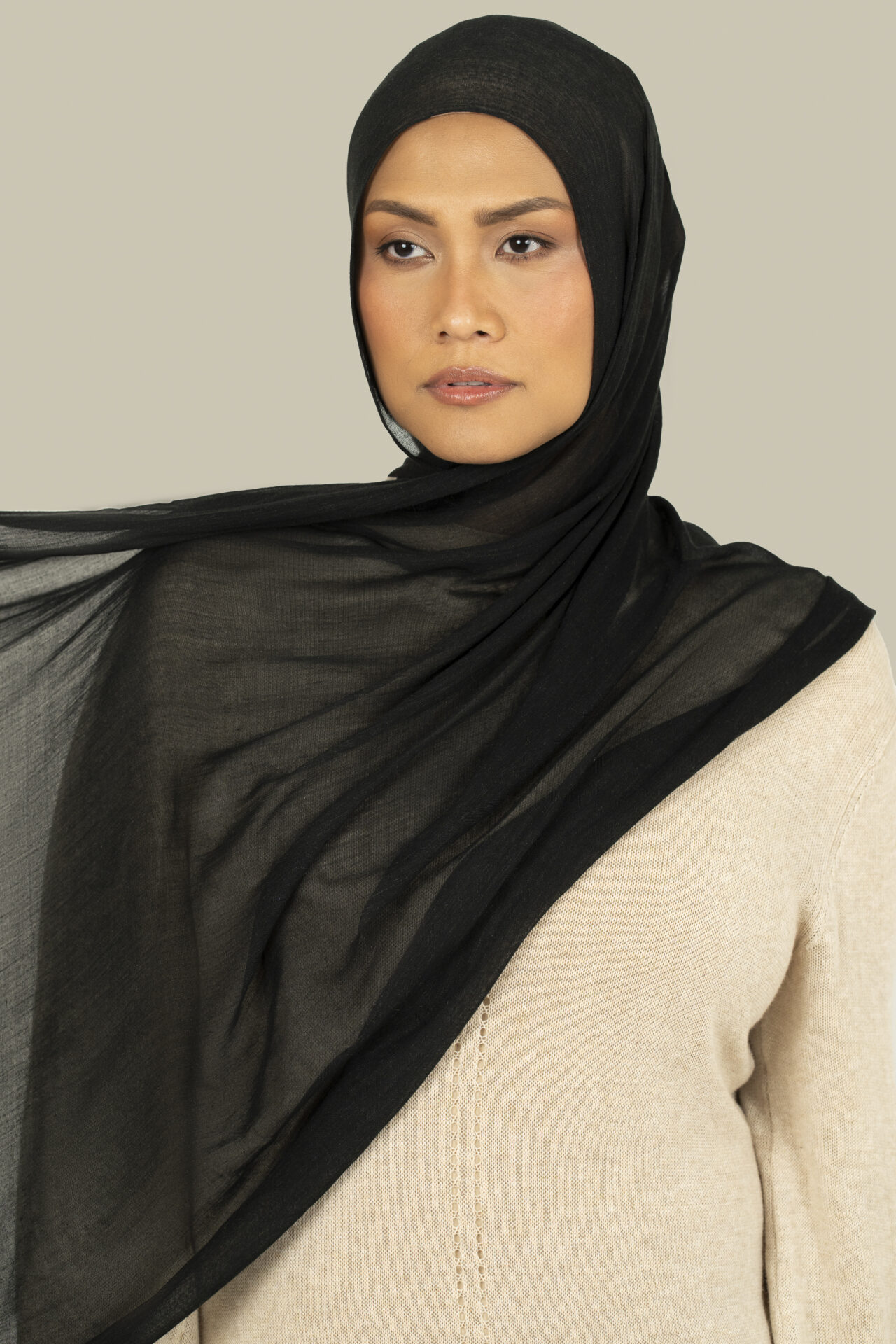 Black Modal Silk Hijab