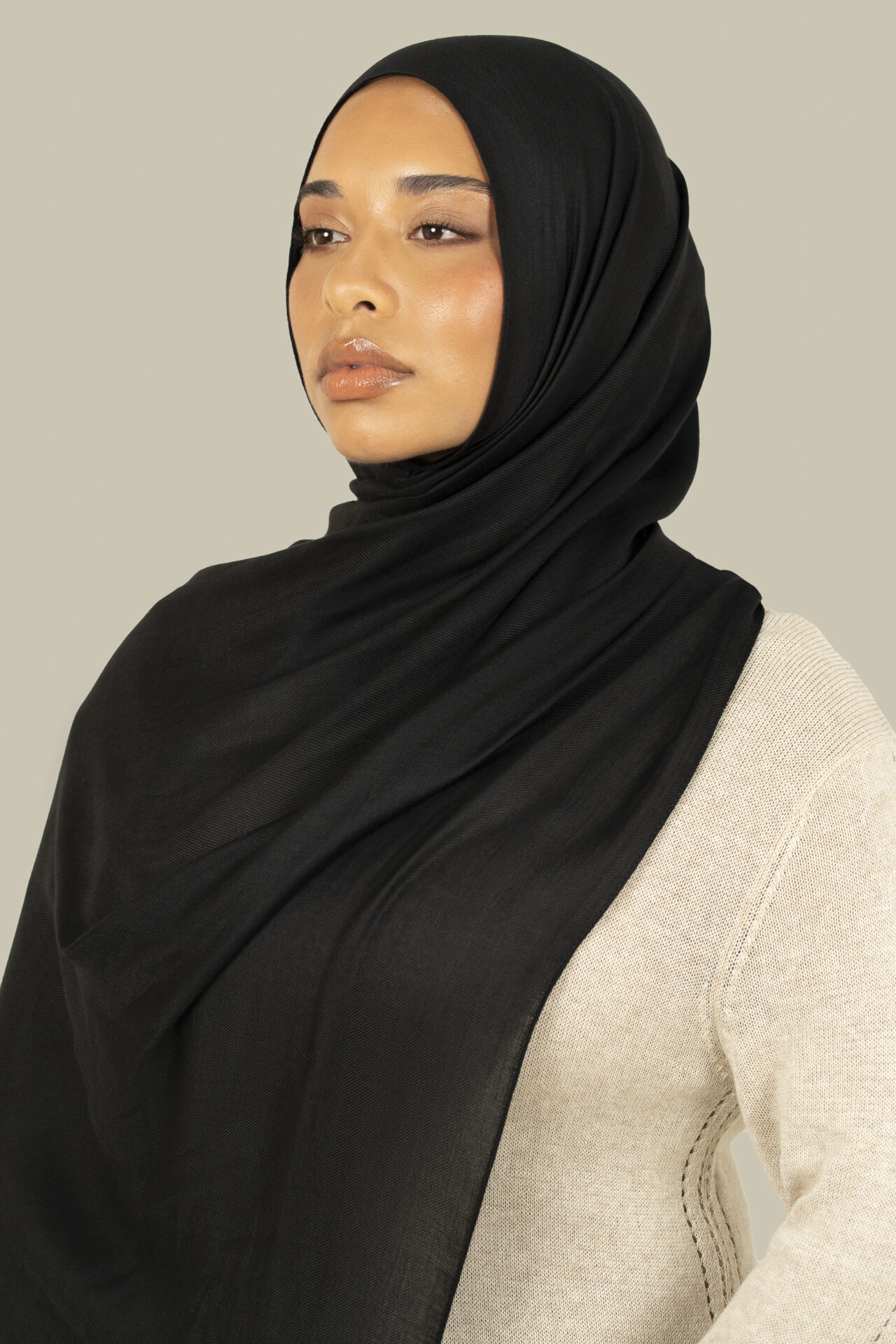 Black Modal Twill Hijab