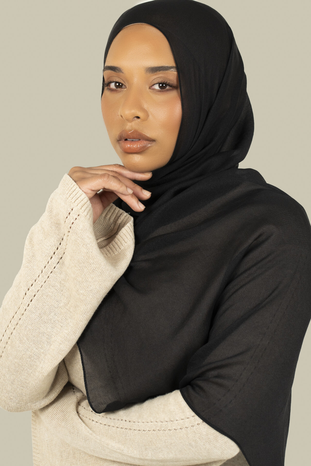 black silk chiffon hijab