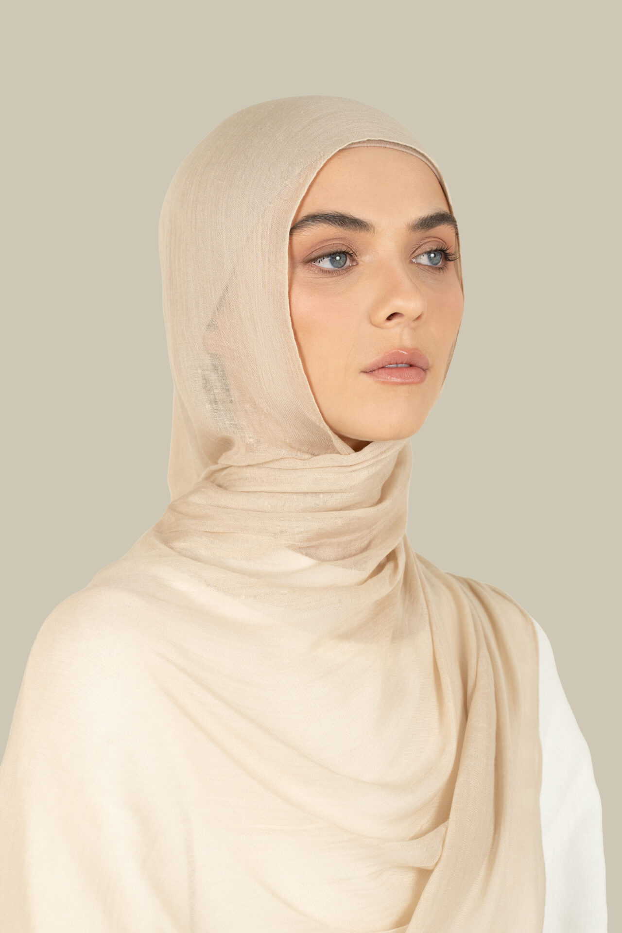 Cream Modal Silk Hijab