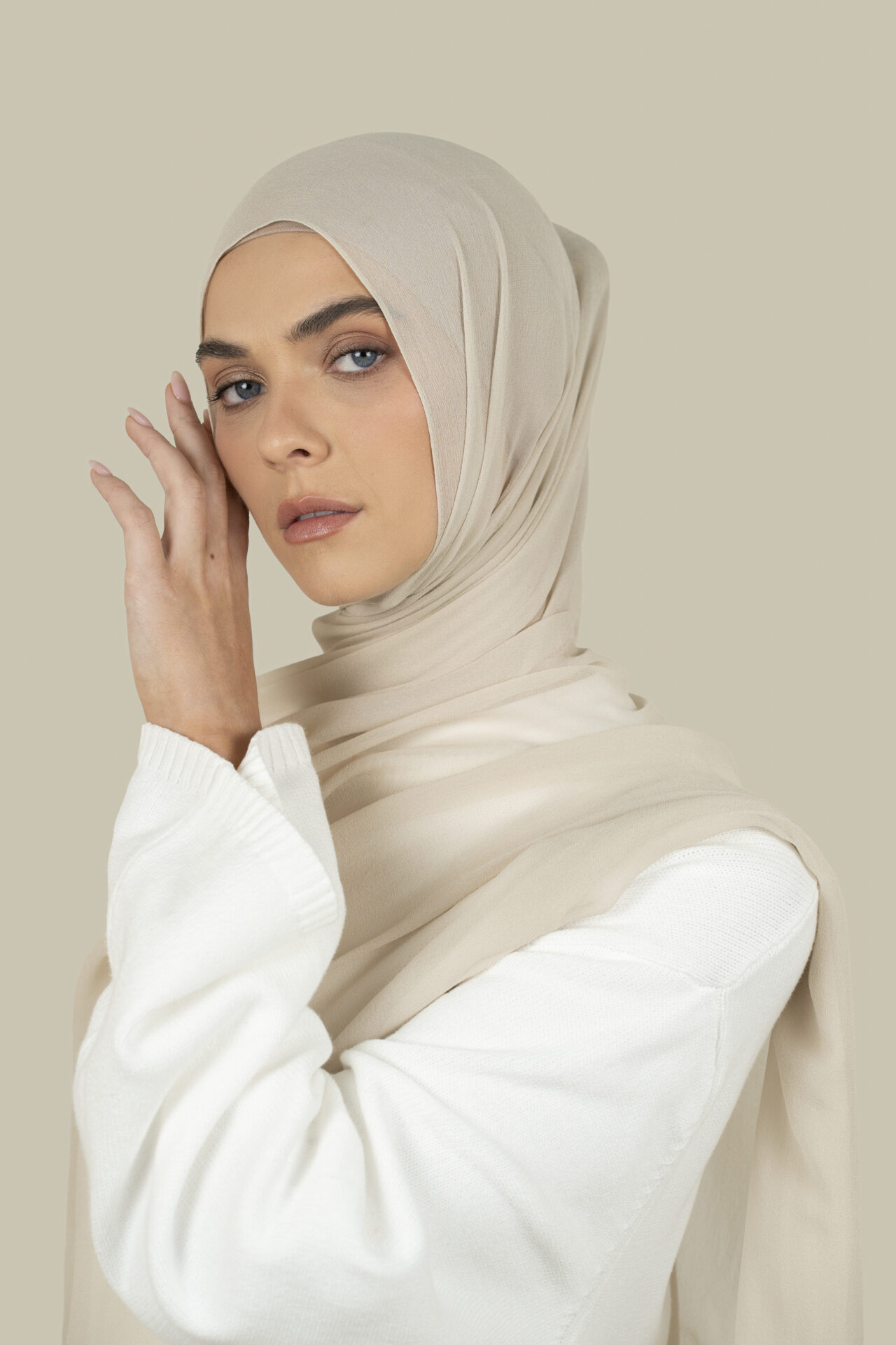 Ivory Silk Georgette Hijab