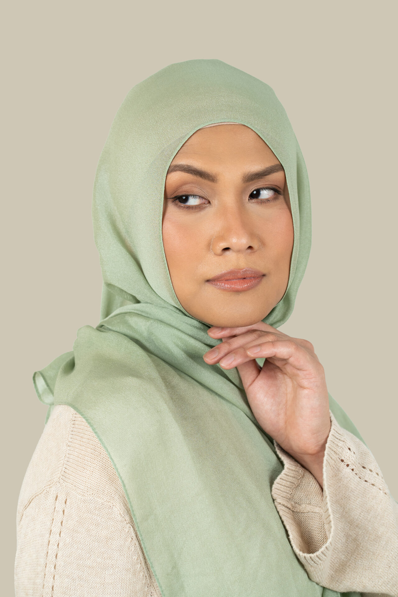 Light Sage Silk Chiffon Hijab