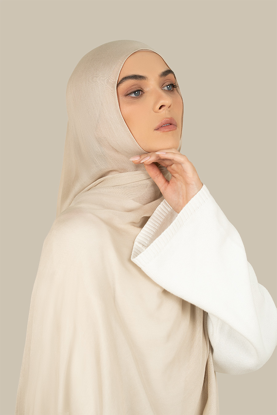 Off White Tight Weave Hijab