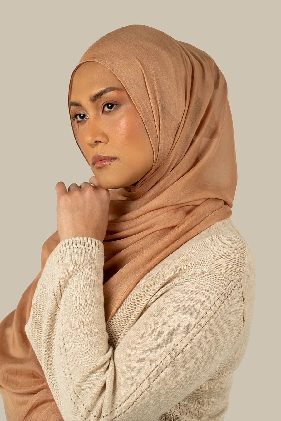 Warm Coral Fine Weave Modal Hijab