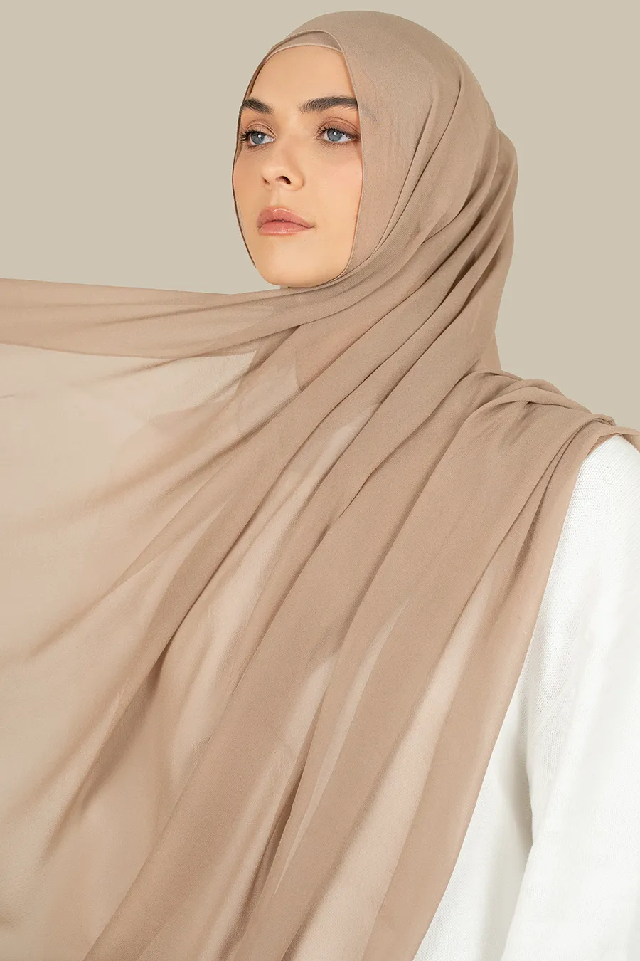 Warm Nude Silk Georgette Hijab