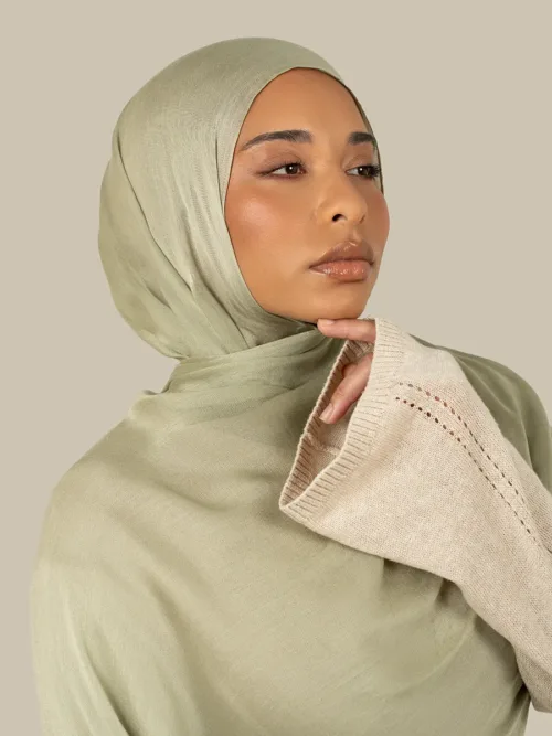 Washed Matcha Tight Weave Hijab