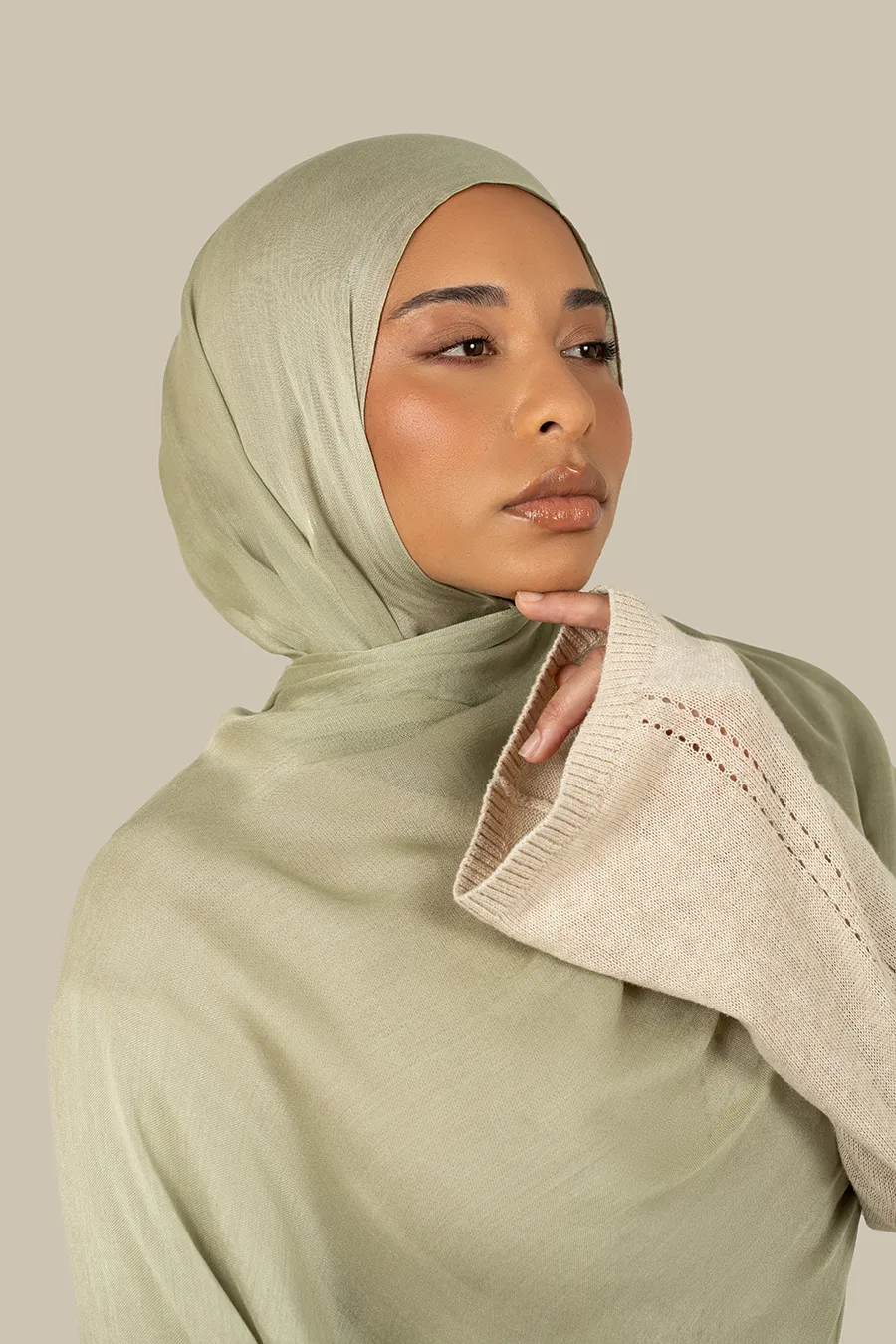 Washed Matcha Tight Weave Hijab