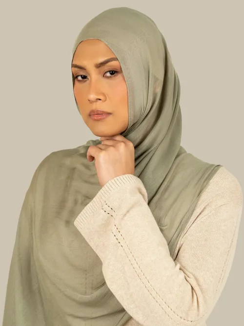 Washed Olive Fine Weave Modal Hijab