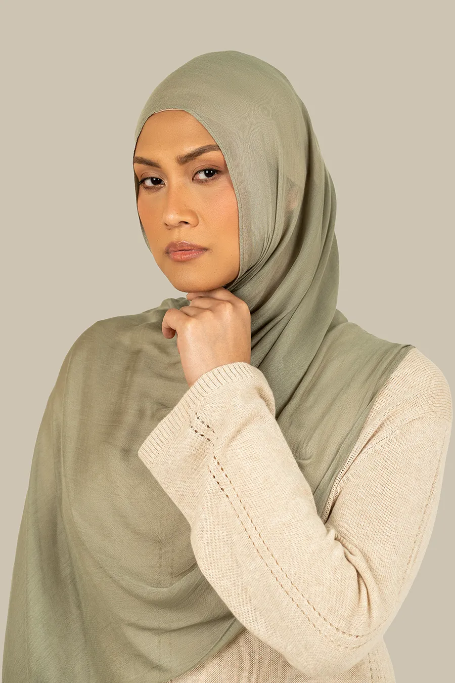 Washed Olive Fine Weave Modal Hijab